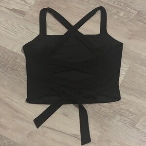 Black Women's Cross-Back Lace-Up Top